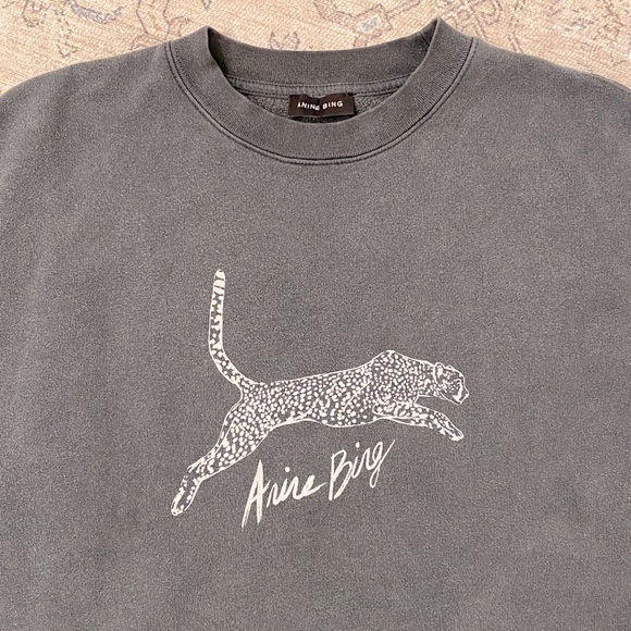 Anine bing washed black leopard sweatshirt - Picture 2 of 5